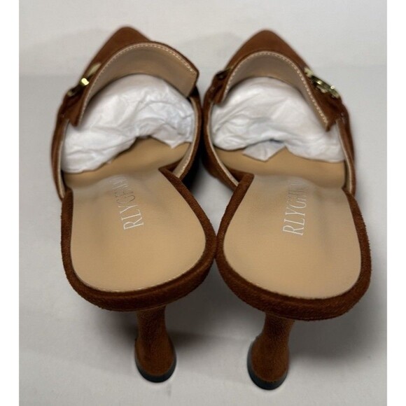 RLYGHWAO - Pointed Closed Toe High Heel Mules - Brown Suede - Women's 8.5 - NEW - Picture 4 of 5